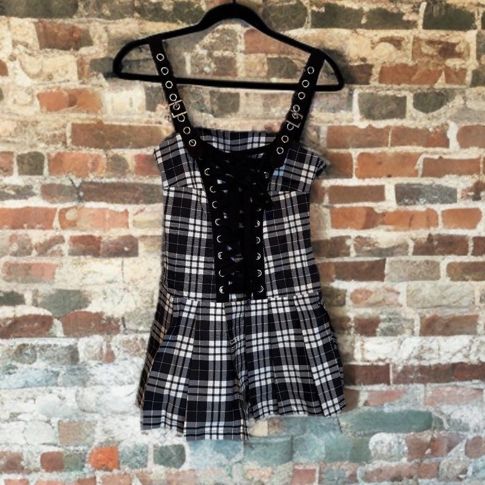 Widow Black and White Plaid Dress